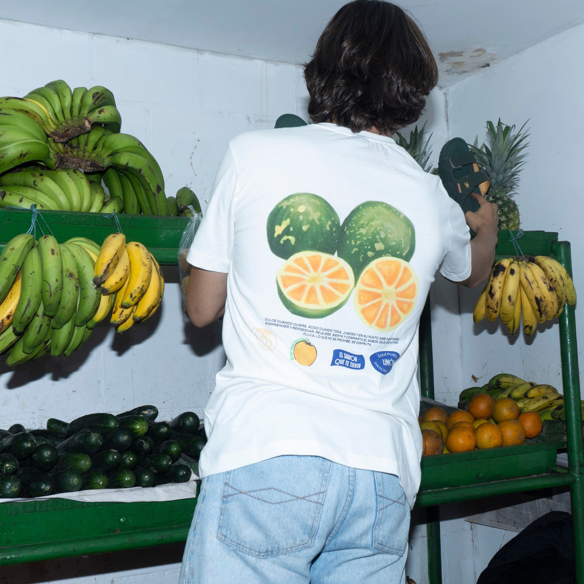 Camiseta Blanca "Mercado Fresco" Limon Mandarino