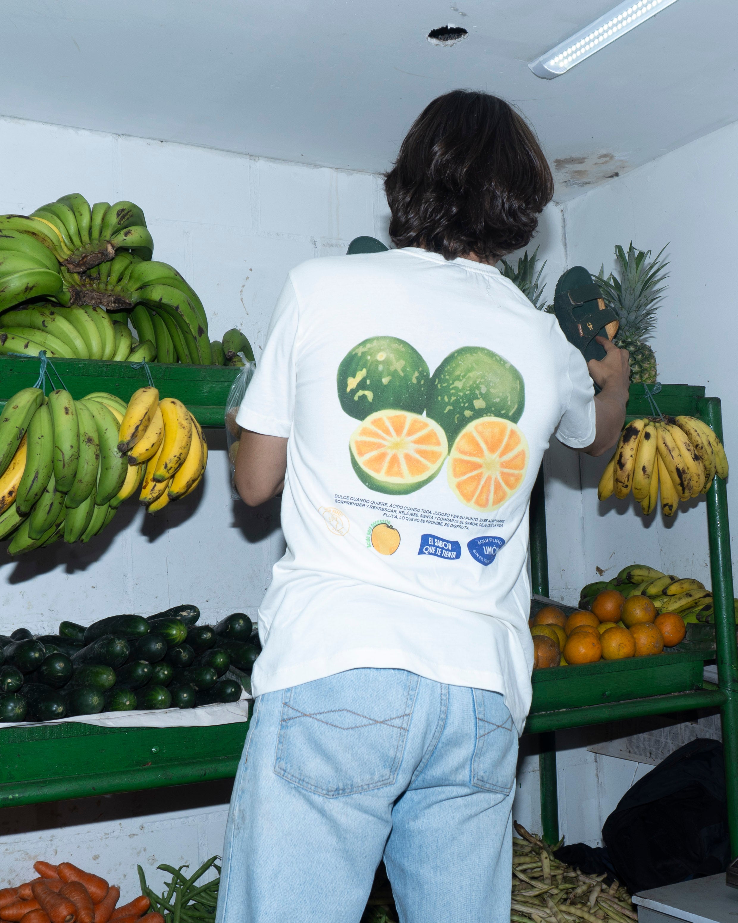 Camiseta Blanca "Mercado Fresco" Limon Mandarino